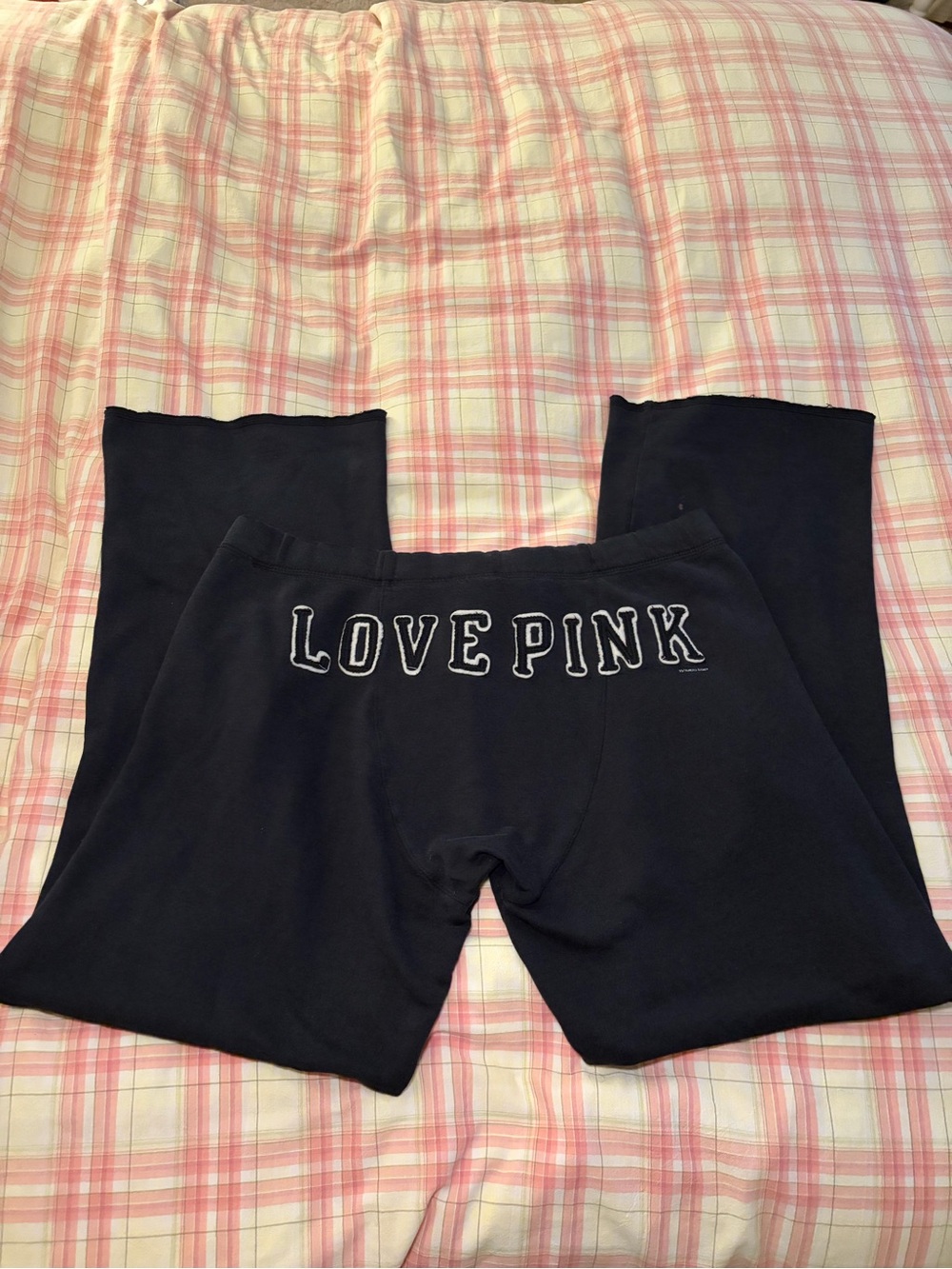 PINK Victoria's Secret 'Love PINK' Black Lounge Pants